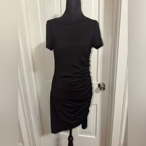 Women’s medium Elegant Black Ruched Dress, EUC